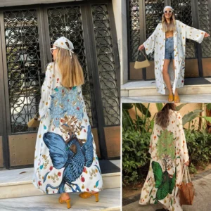 كيمونو شاطئ طويل مفتوح من الأمام